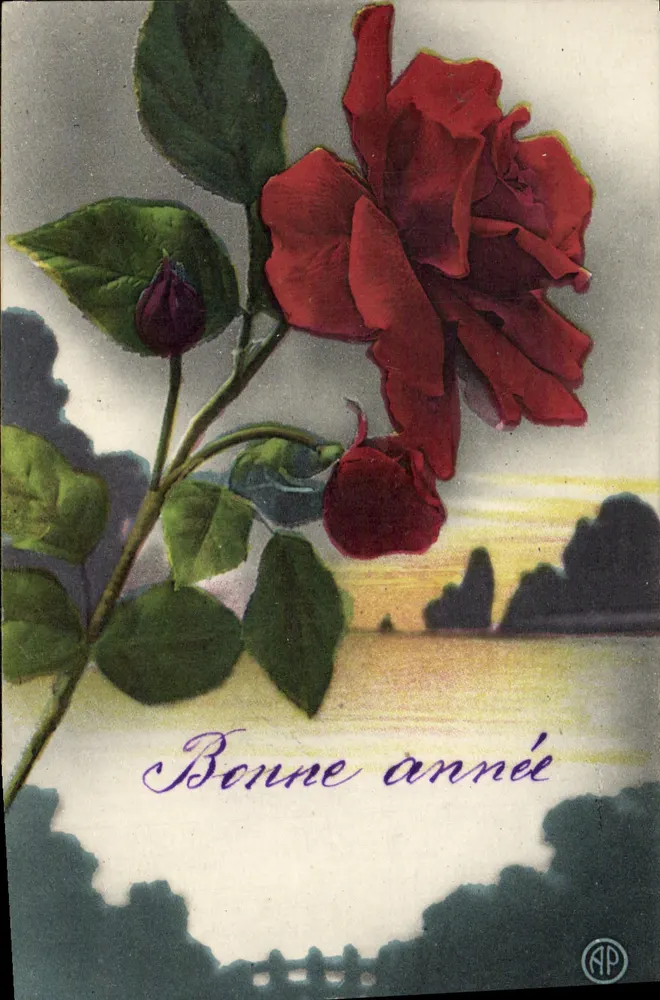 Rose rouge — Bonne année — AP (éditeur) n° 1003 - Recto