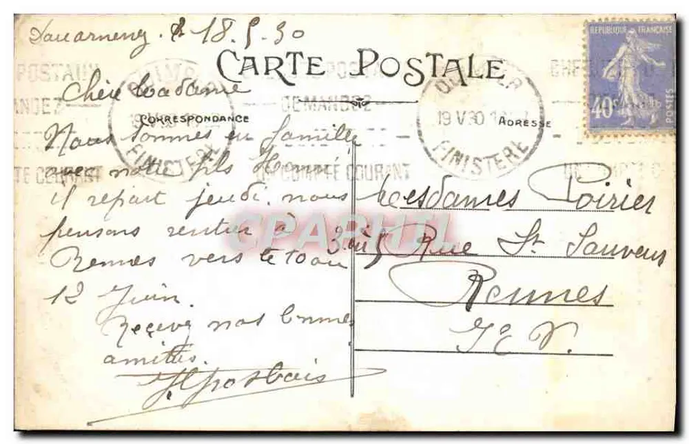 Pointe du Raz — O Inferno de Plogoff, esta cavidade atravessa a Pointe du Raz de parte a parte — Ariguel e Navez, Nantes - Verso