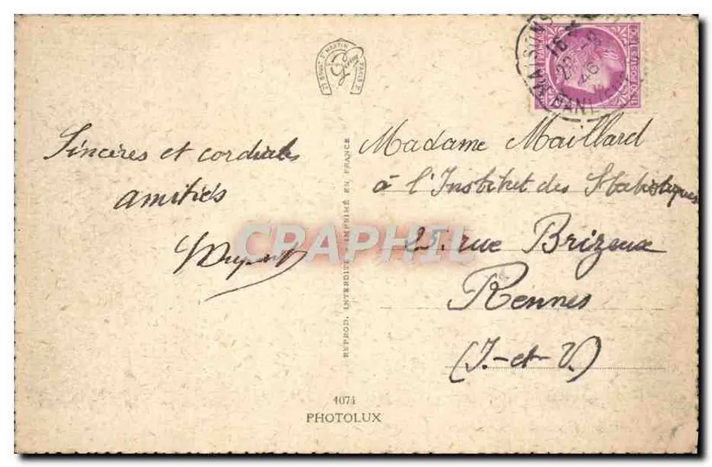 Paris - Place de la République — vista panorâmica com estátua central — editor Gane, n° 1074 - Verso