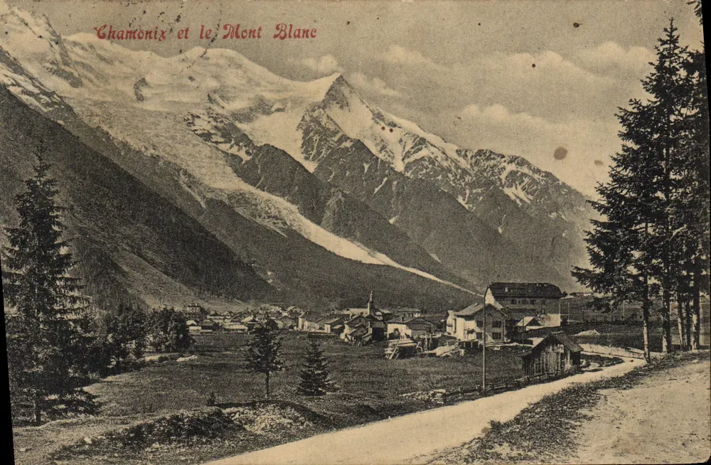 Chamonix e o Mont Blanc — vista panorâmica — editor não identificado - Frente