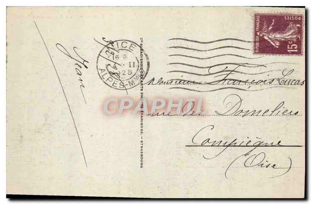 Die Réservé und die Villen des Mont Boron — Nice — Verlag C.P. Alpes-Maritimes - Straßburg, n° 115 - Rückseite