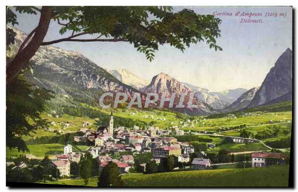 Cortina d'Ampezzo (1219 m) — Dolomitas — editor San Fabiano Bozen - Frente