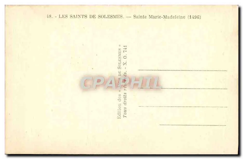 Sainte Marie-Madeleine — Ausgabe der « Saints de Solesmes » — Nr. 48 - Rückseite