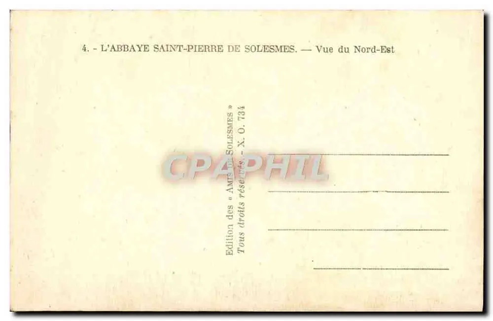 Abtei Saint-Pierre de Solesmes — Ansicht von Nordosten — Ausgabe der 'Amis de Solesmes' Nr. 734 - Rückseite