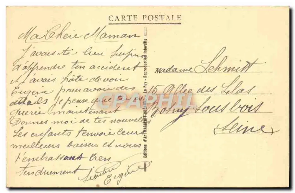 Chavaniac-Lafayette (Hte-Loire) — Estrada de Jax — Edição Fary, n° 10-103 - Verso