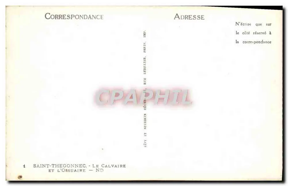 Saint-Thégonnec - Der Calvary und das Ossarium — Verlag: Lévy et Neubert, Paris - Rückseite