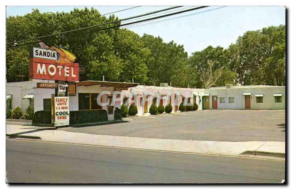 Sandia Motel — Albuquerque, Neu-Mexiko — Farbbild von L. O' Canderarin - Vorderseite