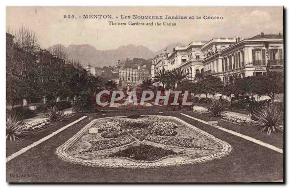 Menton - Die Neuen Gärten und das Casino — J. Gilletta, Nizza - Vorderseite
