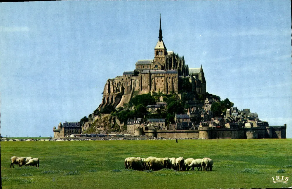Mont Saint-Michel — Panoramablick mit Schafen — Verleger IRIS - Vorderseite