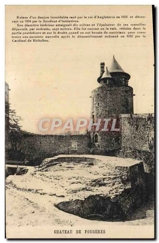 Castelo de Fougères — Ruínas de um donjon — Syndicat d'Initiatives - Frente
