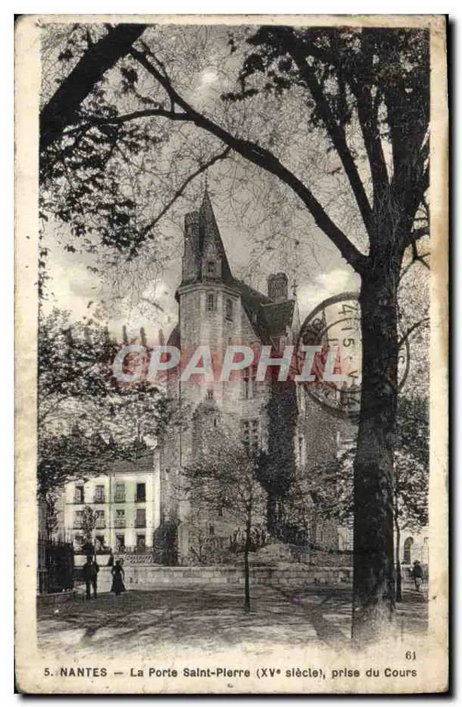 NANTES — A Porta Saint-Pierre (século XV), vista do Cours — editor Chapeau, n° 5 - Frente