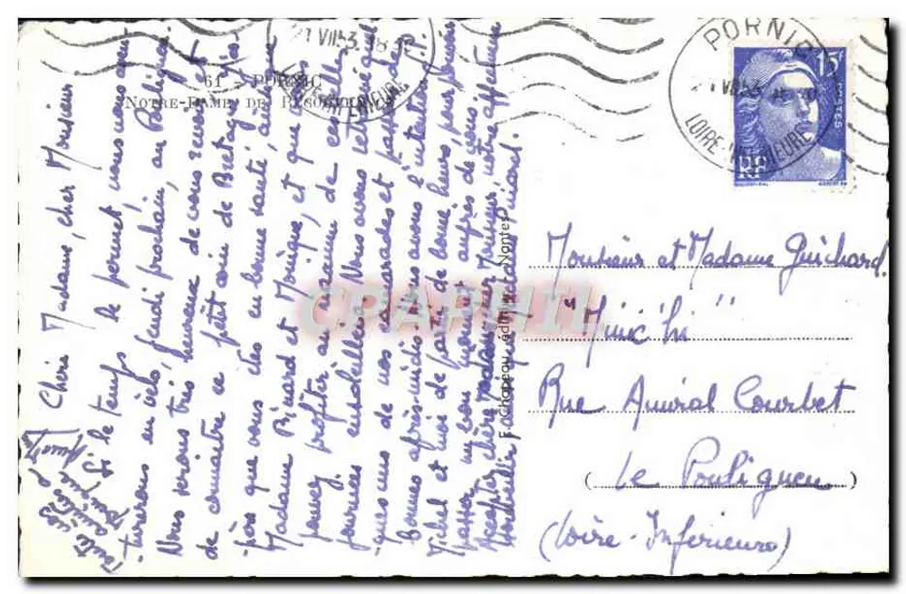 Estátua de Nossa Senhora — Pornichet — editor desconhecido, número de série não visível - Verso