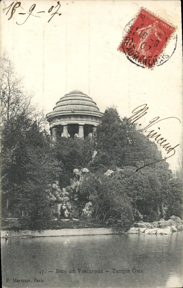 Bois de Vincennes — Templo Grego — P. Marmuse, Paris, n°47 - Frente