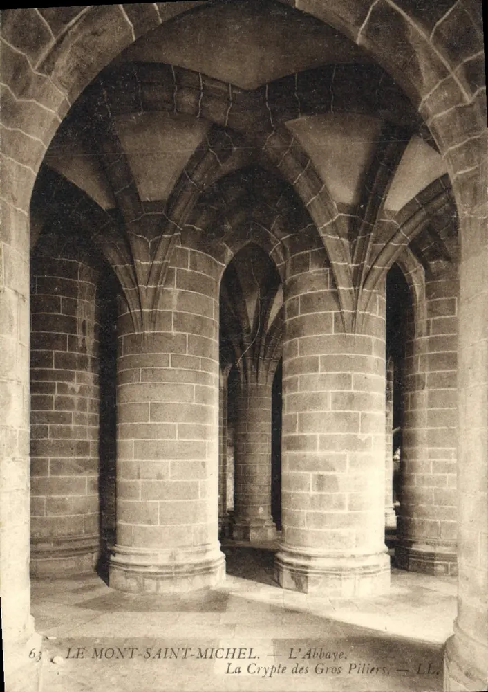 Mont Saint-Michel — Die Abtei. Die Krypta der Großen Säulen — LL. - Vorderseite