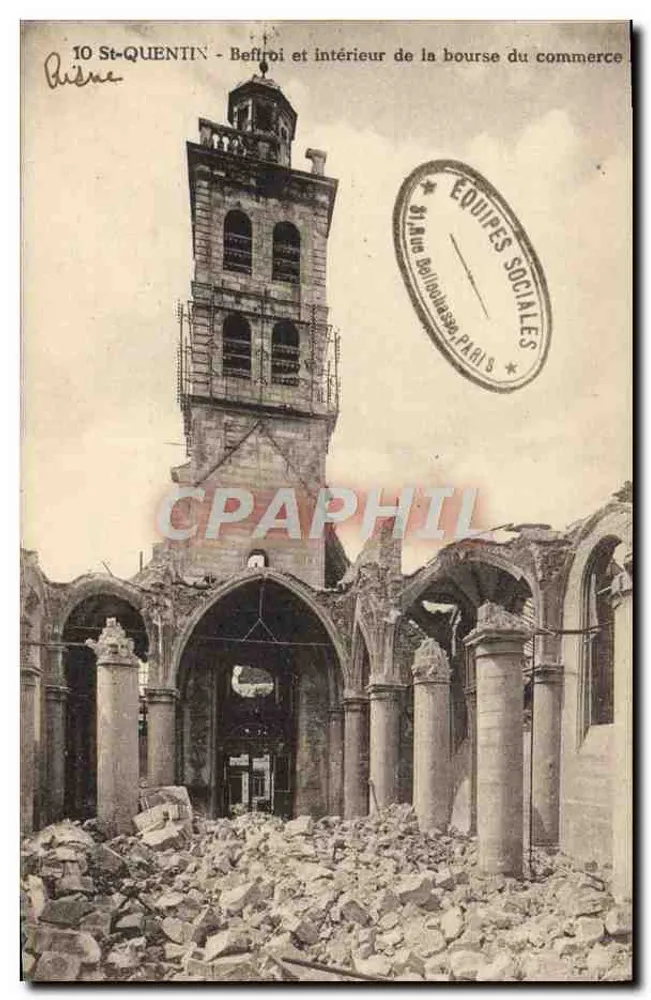 St-Quentin - Glockenturm und Innenraum des Handelsplatzes — Équipes Sociales, 31 Rue Belin, Paris - Vorderseite