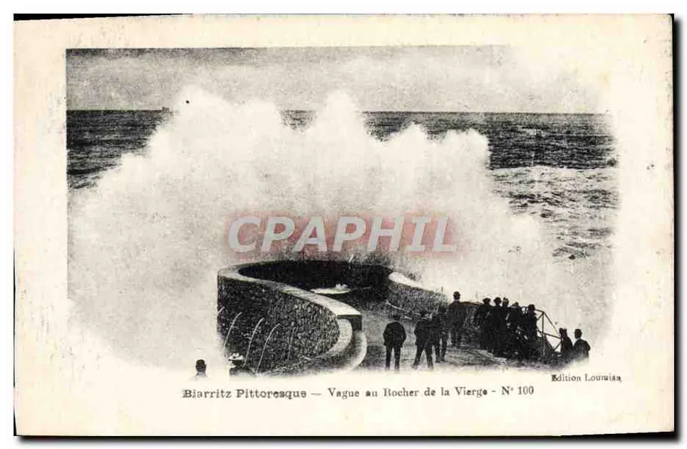 Biarritz Pittoresk — Welle am Felsen der Jungfrau — Nr. 100 — Edition Lounaia - Vorderseite