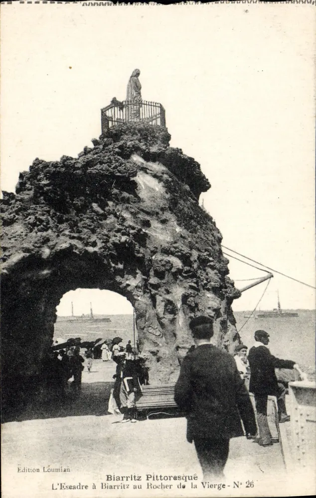 Biarritz Pittoresk — Ansicht des Rochers de la Vierge in Biarritz — Edition Loumian, Nr. 26 - Vorderseite