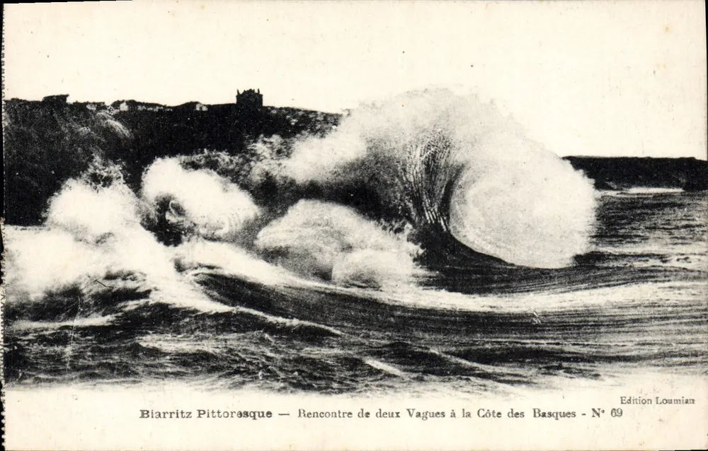 Biarritz Pittorásque — Begegnung zweier Wellen an der Côte des Basques — Loumian-Ausgabe Nr. 69 - Vorderseite