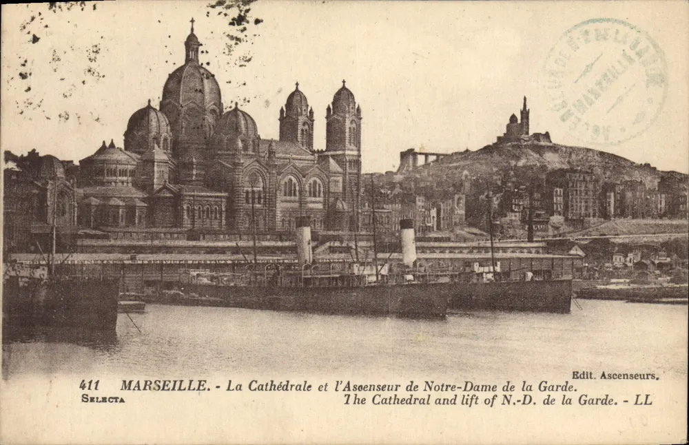 Marseille - Die Kathedrale und der Aufzug von Notre-Dame de la Garde — Selecta, n°411 - Vorderseite