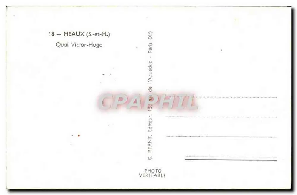 Meaux — Quai Victor-Hugo — G. Réfant, Editora - Verso