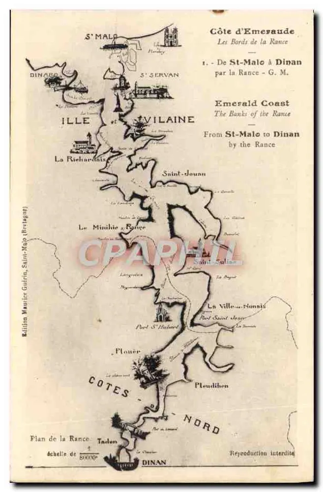 Costa de Émeraude — As Margens da Rance — Editor Maurier Gudrin, Saint-Malo (Bretanha) - Frente
