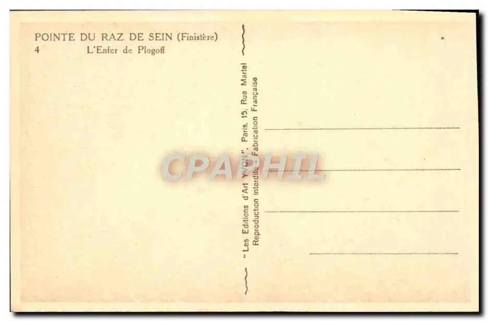 Ponta do Raz de Sein — O Inferno de Plogoff — Les Éditions d'Art Yvon, Paris - Verso