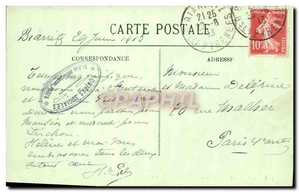 Biarritz — O Rocher de la Vierge — LL. N° 284 - Verso