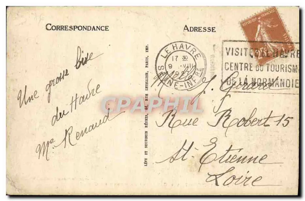 Le Havre — Place Gambetta und Bassin du Commerce — Sonderausgabe 'Für Touristen' — LL - Rückseite