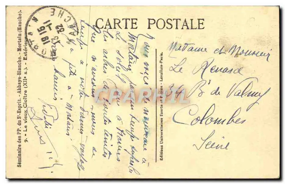 Abtei Saint-Esprit — Der alte Cloister (12. Jahrhundert) — Éditions Universitaires Tourne et Léville - Rückseite