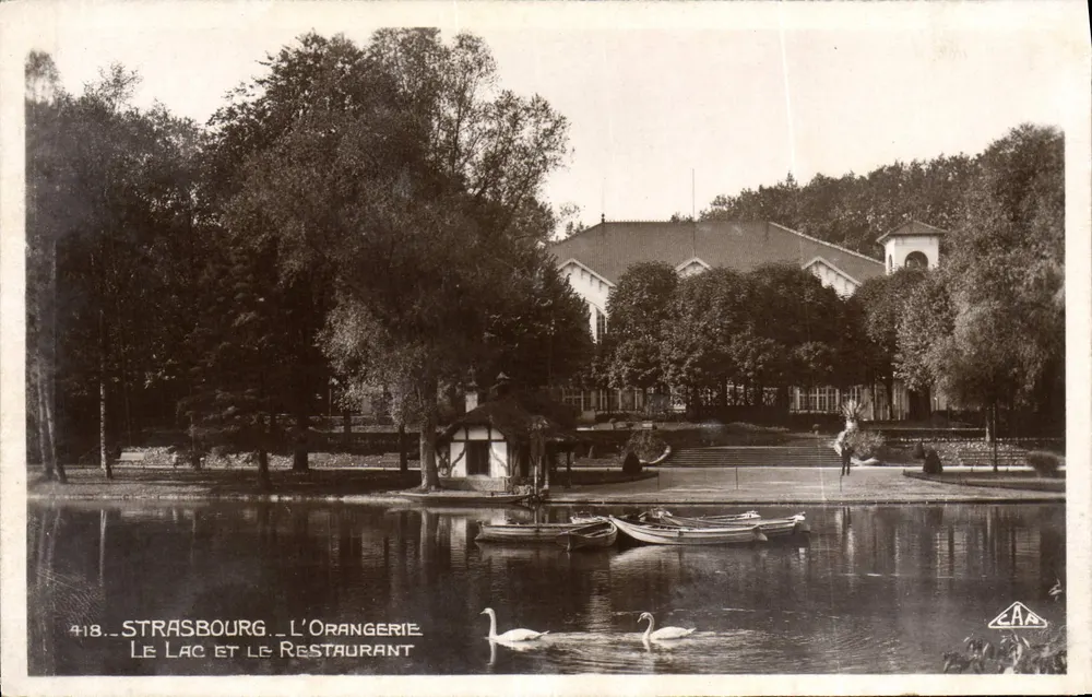 Straßburg - L'Orangerie - Der See und das Restaurant - Vorderseite