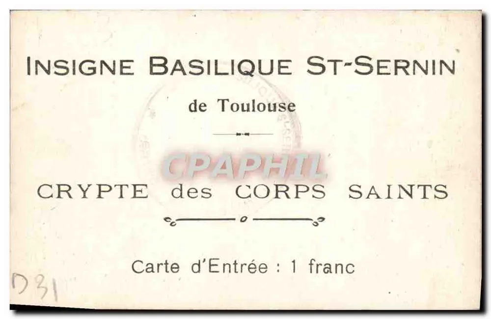 Crypte des Corps Saints — Basilique Saint-Sernin — Toulouse - Verso