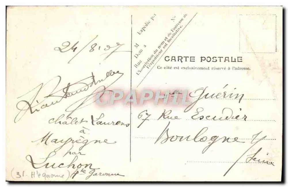 Luchon — Widok z Superbagnères — V.P. Paryż Nr 9 - Rewers