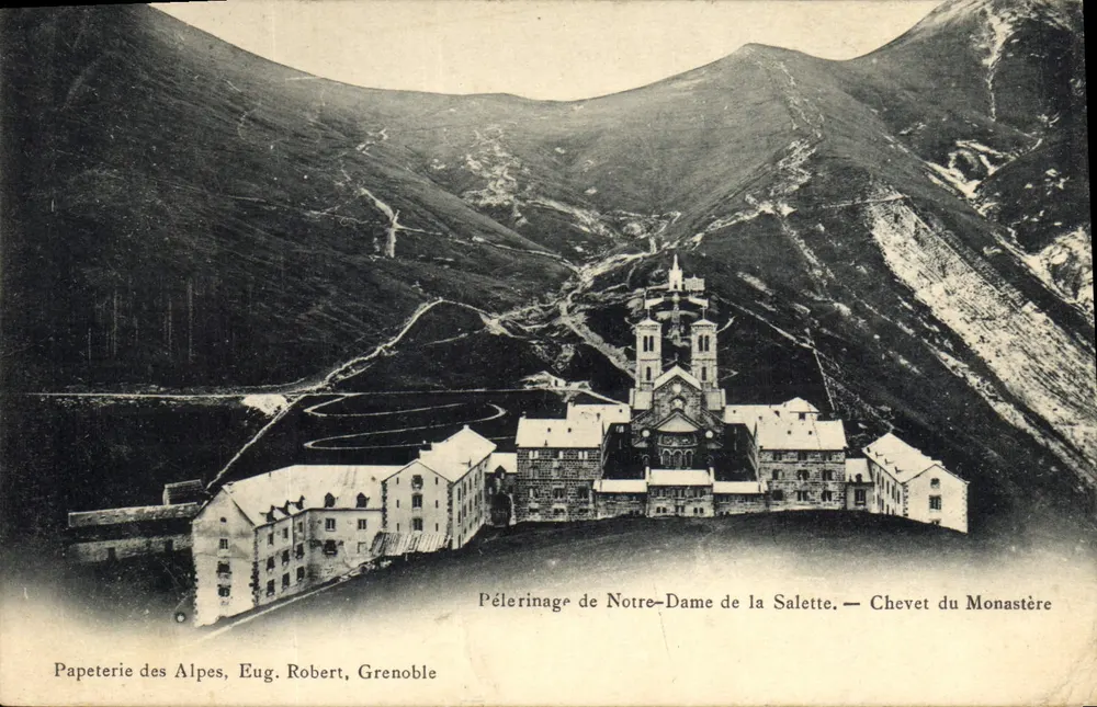 Pilgerung zu Notre-Dame de la Salette — Schiff des Klosters — Papeterie des Alpes, Eug. Robert, Grenoble - Vorderseite