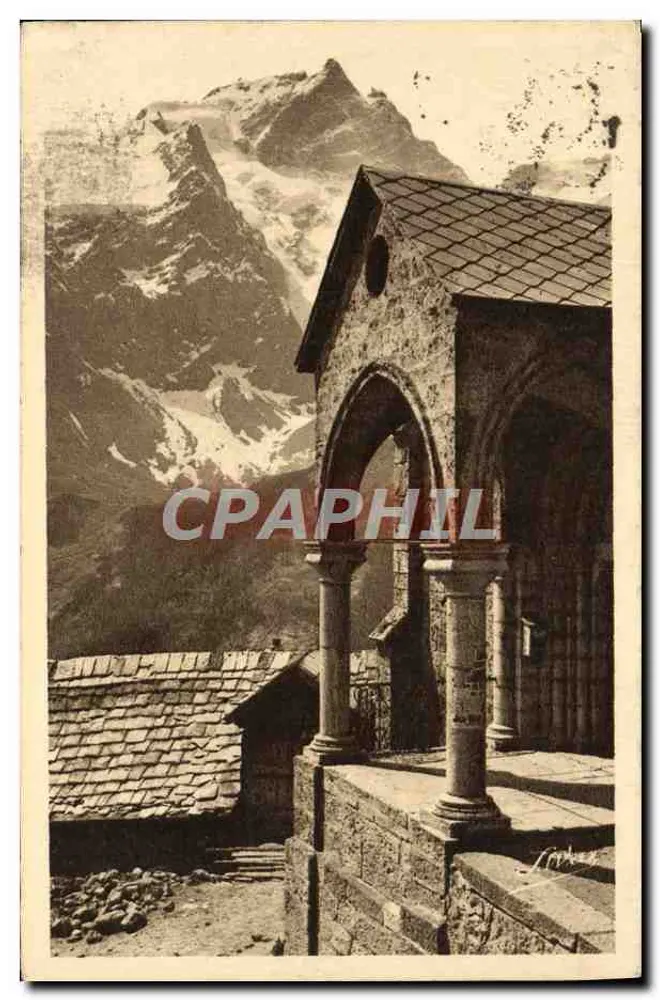 La Meije (3.980 m) und der Portal der Kirche der Terrasses — Le Briançonnais Artistique - Vorderseite