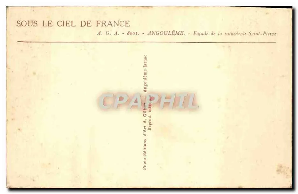 Angoulême — Fachada de la catedral de San Pedro — A.G.A. - Angoulême - Reverso