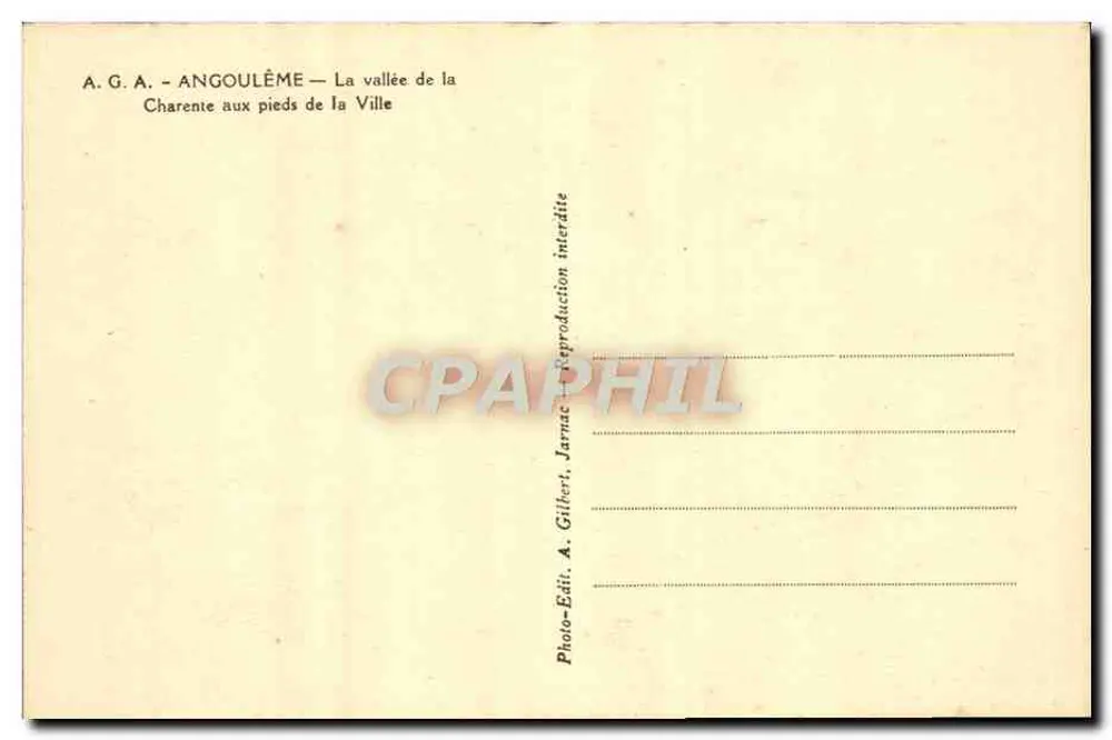 Angoulême — Das Tal der Charente an den Füßen der Stadt — A.G.A. Jarnac - Rückseite