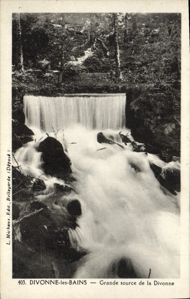 DIVONNE-les-BAINS — Grande source de la Divonne — L. Michaux, Édit. Bellegarde (Dépôt) - Frente