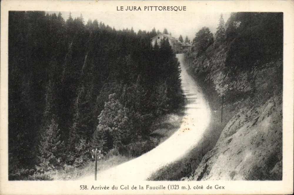 Chegada ao Col de la Faucille — Jura pitoresco — L. Michaux, Editor, Bellagarde - Frente