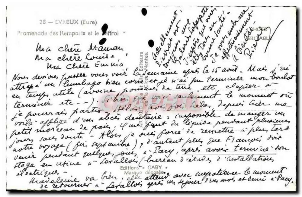 Evreux (Eure) — Promenade des Remparts und der Beffroi — Éditions Gaby - Rückseite