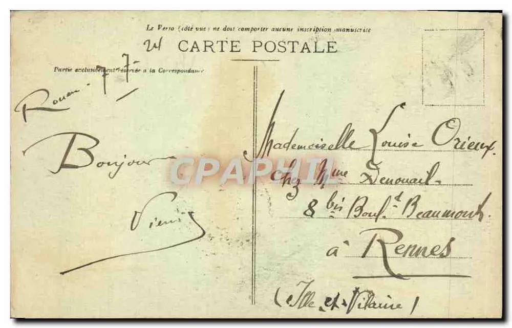 Palacio de Justicia, Fachada Plaza Verdrel — Rouen — C.V. 428 - Reverso