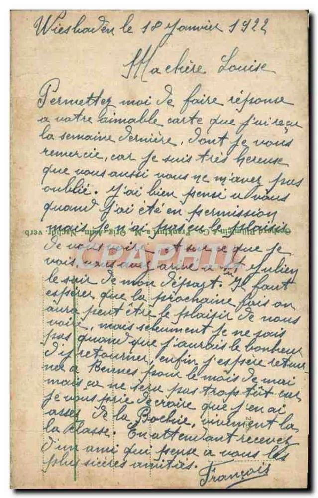 Wiesbaden, Igreja Luterana, Escola Gutenberg e Igreja da Santíssima Trindade — editor não visível, número de série não visível - Verso