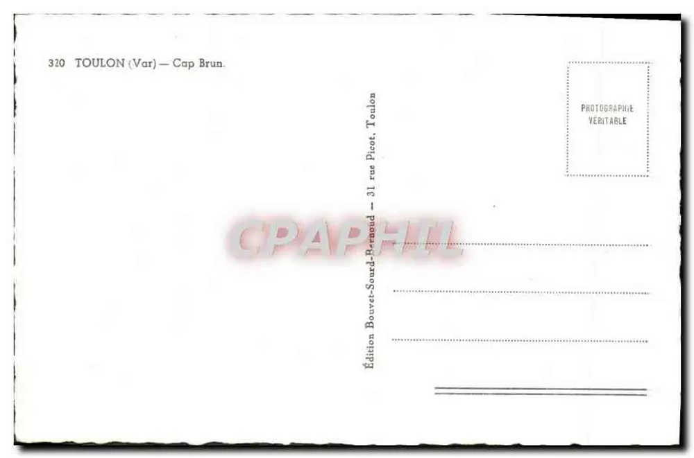 Toulon (Var) — Cabo Marrom — Edição Bouvet-Sourd-Berard - Verso