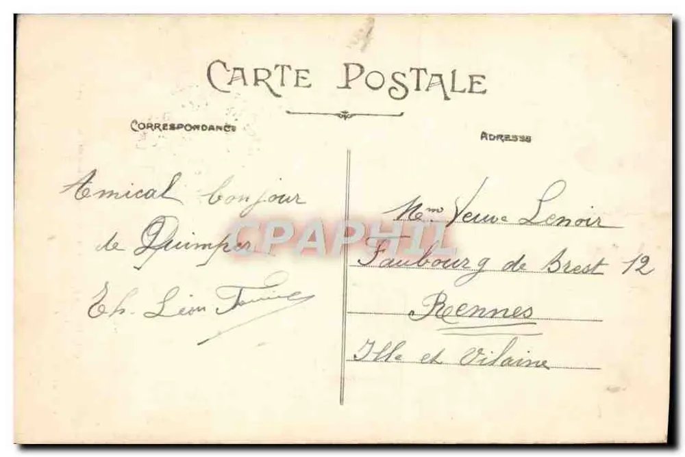 Der König Gradlon über der Stadt Quimper — Coll. Anglaret, Quimper — n° 566 - Rückseite