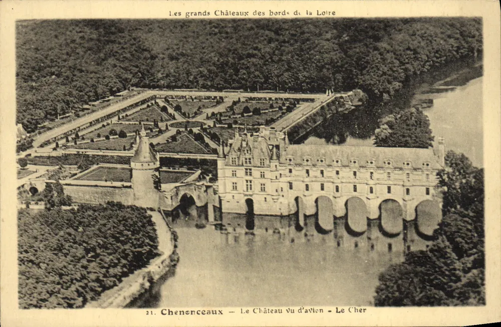 Chenonceaux — O Castelo visto de avião — O Cher - Frente