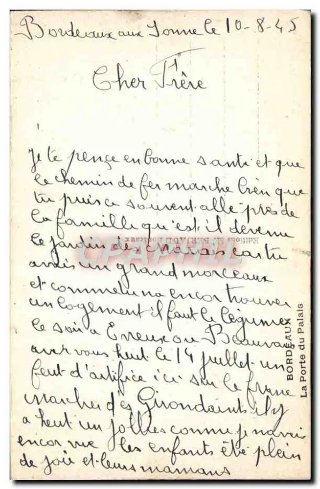 Porta do Palácio — Bordeaux — Tito - Verso