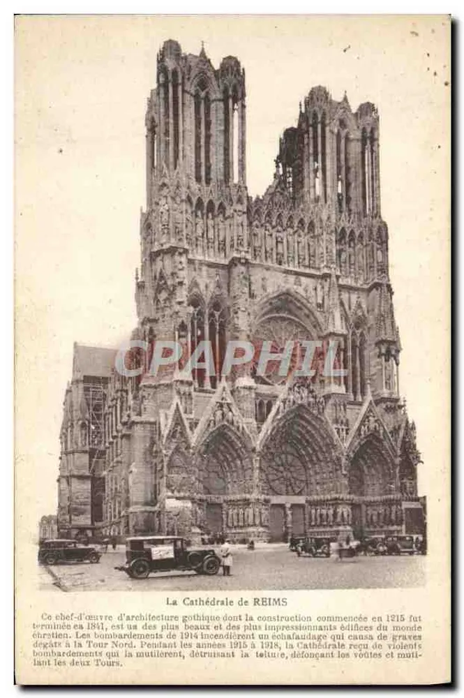 Catedral de Reims — vista das torres danificadas — editor não identificado - Frente