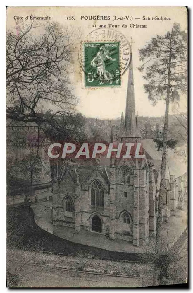 Fougères (Ille-et-Vilaine) — Kirche Saint-Sulpice und Turm des Schlosses — Côte d'Émeraude, n°128 - Vorderseite