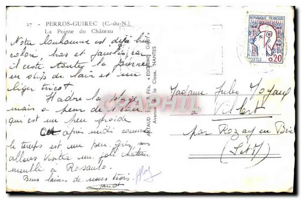 La Pointe du Château — Gabby — Wydawnictwo Artaud Frères & Fils, Nantes, nr 27 - Rewers