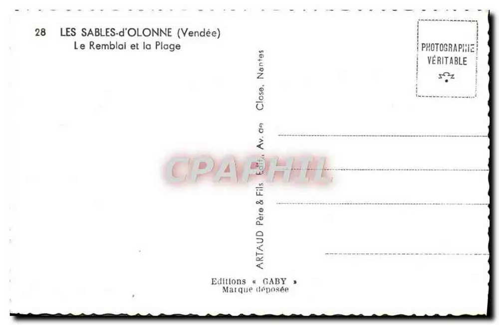 Les Sables-d'Olonne — O Remblai e a Praia — Edições Gaby - Verso