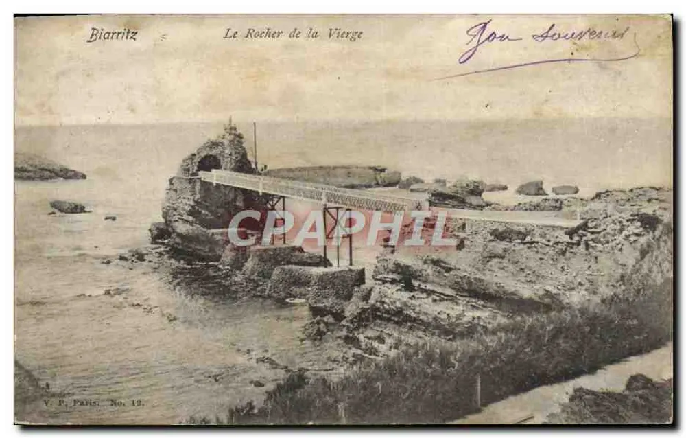 Biarritz — O Rocher de la Vierge — V.P. Paris, No. 19 - Frente